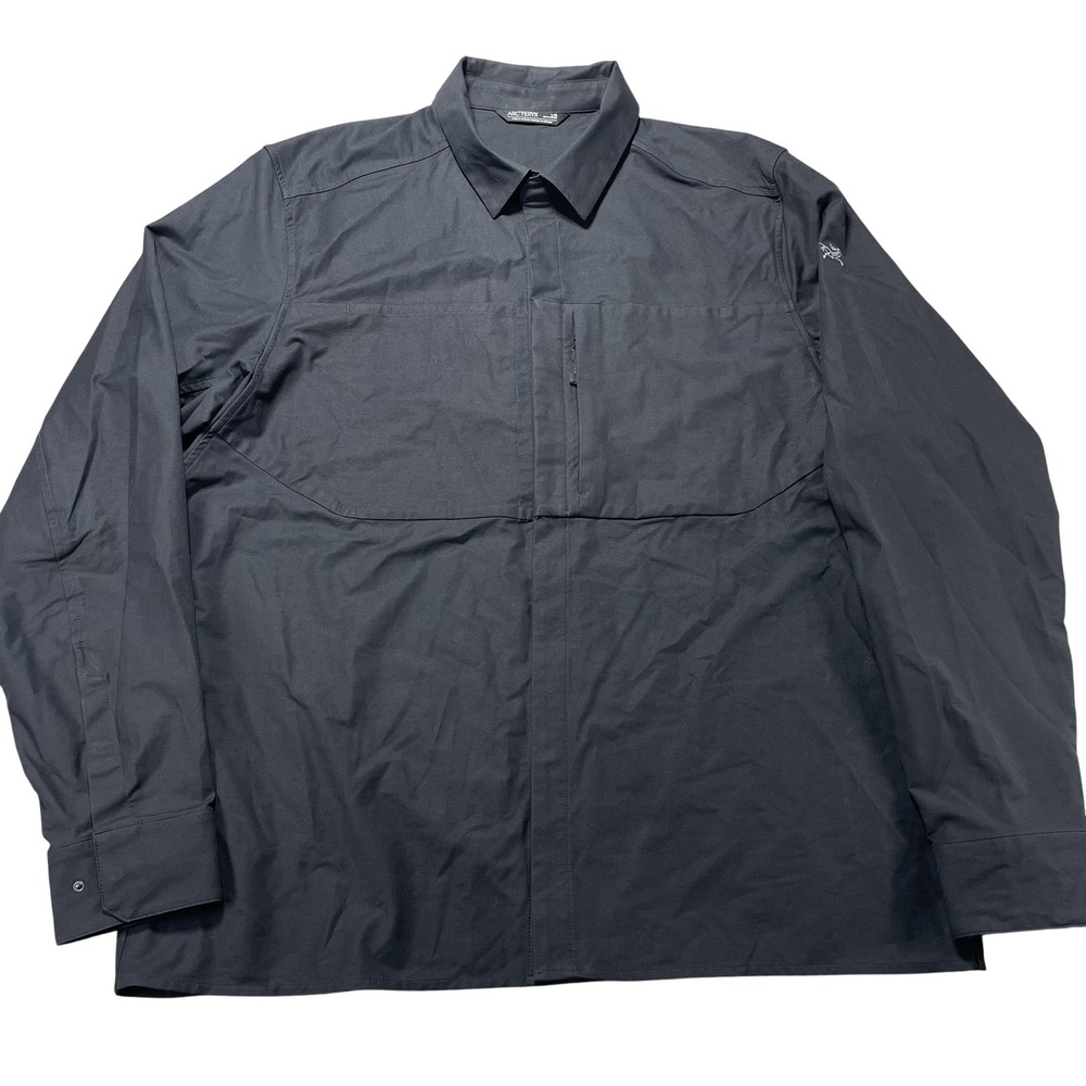 Arc'teryx Shirt Mens Large Black Levon Overshirt Long Sleeve Snap Front Stretch